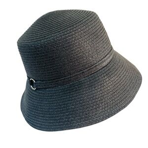 Magid Hat Black Paper Straw Bucket Beach Sun Hat OS